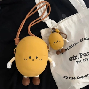 Cute potato-shaped silicone crossbody bag and mini pouch set with soft shoulder strap