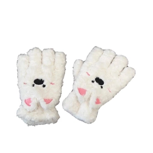 Mitaines mignonnes en peluche Westie blanc en fausse fourrure douce pour l'hiver
