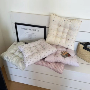 Thick floral seat cushions with straps for office and home chairs in various patterns