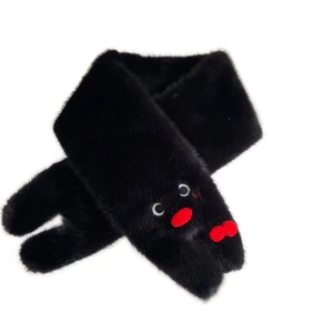 Simpatica sciarpa di peluche a pinguino nero in materiale caldo spesso e antivento