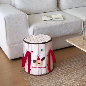 Detailed view of foldable portable foot bath bucket with cute puppy design and sturdy handles