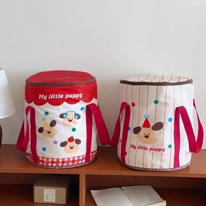 Close-up of portable foldable foot soak tubs with puppy cartoon design and sturdy handles