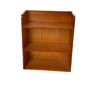 Three-tier dark brown wood desktop organizer shelf for office and home storage