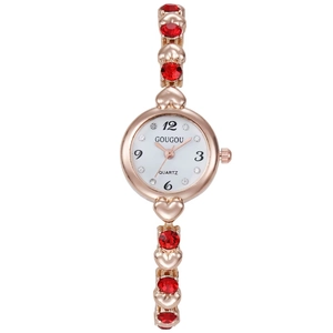 Fashion Women Quartz Watch Alloy Heart Shaped Bracelet Inlaid Rhinestone Elegant Ladies Wristwatch