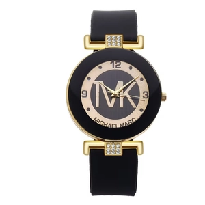 Women Quartz Watch Fashion Casual Silicone Strap Rhinestone Inlay Alloy Case Elegant Wristwatch For Lady Student
