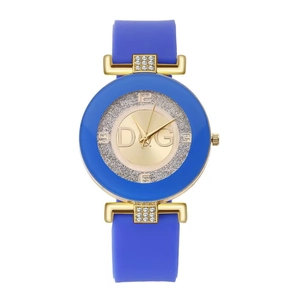 Fashion Women Quartz Watch With Silicone Strap Rhinestone Round Analog Casual Wristwatch For Student
