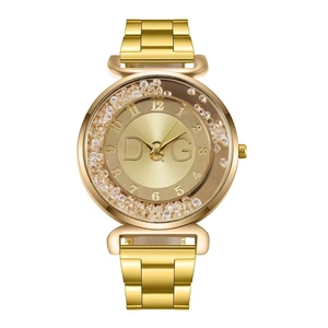 Orologio Al Quarzo Moda Donna Quadrante Sabbie Mobili Strass Lega Metallo Pelle Cinturino Numeri Arabi Elegante Lusso