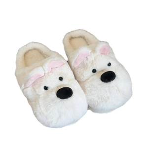 Pantuflas de peluche Westie con forro polar cálido y suela antideslizante para el hogar