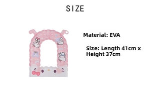 Detailed dimensions of pink waterproof EVA toilet seat cover with cute cat graphic
