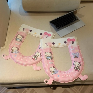 Detail view of pink kitten EVA waterproof toilet seat pad with cute cartoon pattern