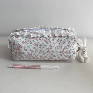 Trousse à fleurs avec dentelle, pendentif lapin et grande capacité de rangement