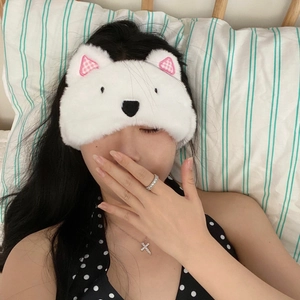Cute Cartoon West Highland Terrier Plush Sleep Eye Mask Soft Cotton Shading Blackout Travel Nap Eyepatch White Animal