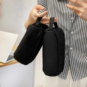 Set of 2 black large capacity pencil cases with handles for office organization