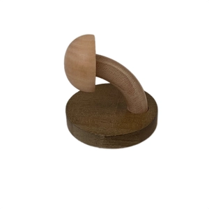 Minimalist mushroom shaped solid wood wall hook with dual-tone finish for home organization