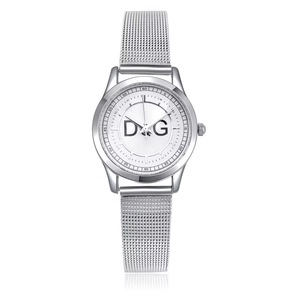 Women's silver fashion watch with roman numerals and stainless steel mesh strap