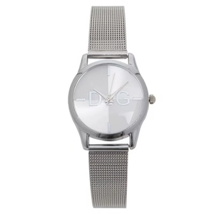 Elegant silver mesh strap quartz watch with Roman numerals and crystal accents