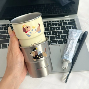 Cute dachshund stainless steel tumblers with cartoon illustration and warm quotes