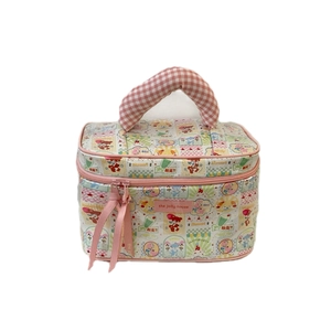 Trousse à maquillage florale grande capacité avec poignée pour voyage et soins