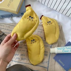 Petit porte-monnaie en toile en forme de banane avec broderie mignonne et fermeture éclair