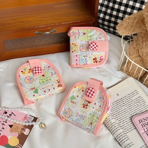Mini Porte-Monnaie Imprimé Dessin Animé Toile Plusieurs Emplacements Cartes Petit Portefeuille Motif Floral Pour Femmes