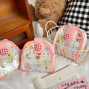 Lot de trois mini porte-monnaie avec bordure rose et motifs d'ours mignons