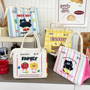 Insulated lunch bags with cute cartoon patterns, portable handles and zipper closure