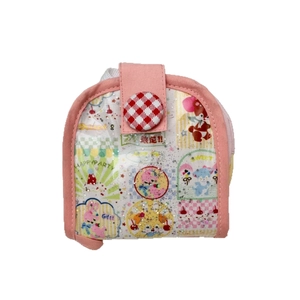 Petit porte-monnaie dessin animé avec bordure rose et illustrations colorées été 2025