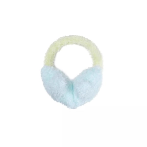Winter earmuffs in yellow and blue faux fur for outdoor warmth and stylish ear protection