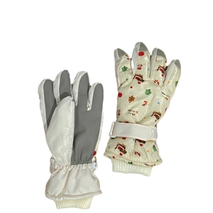 Waterproof Christmas themed winter ski gloves with gingerbread man print and warm lining