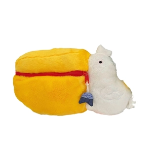 Cute pelican plush cosmetic storage bag with yellow beak and red zipper detail