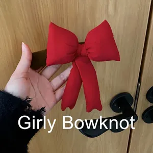 Protective red bow door handle cover in twill fabric to prevent static and collisions