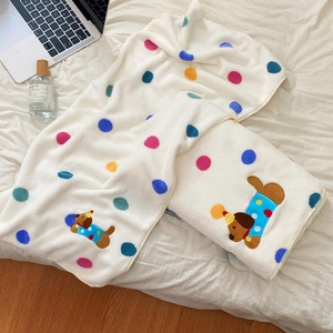 Soft dalmatian spot bath towel with cute puppy embroidery on cozy plush fabric