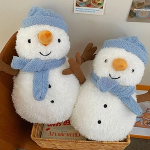 Rechargeable Electric Hot Water Bottle Plush Snowman Cover Winter Hand Warmer Cozy Bed Warmer For Cold Weather