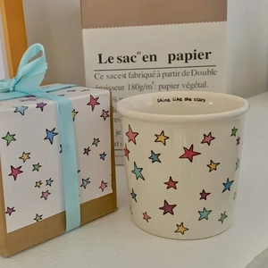 Ceramic Mug Colorful Stars Cartoon Cat Coffee Cup Porcelain Water Drinking Mug For Home Office Gift