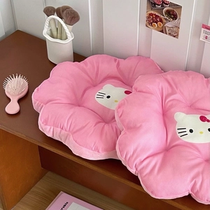 Pink Hello Kitty flower-shaped chair cushion with plush texture and soft petal design