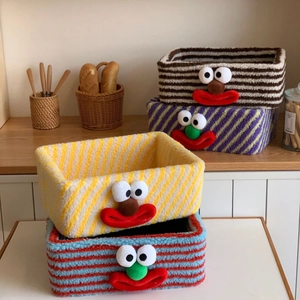 Set of four creative plush teddy fleece organizers with cute cartoon monster faces