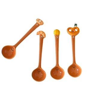 Creative ceramic bread cartoon spoons set with cute food handles and smile patterns