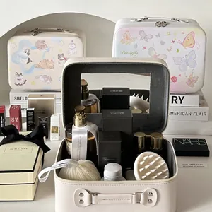 Detail of cartoon cosmetic cases with built-in mirrors and spacious interior compartments