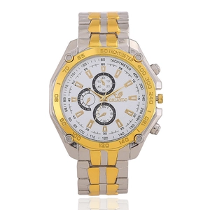 Orlando two-tone stainless steel business watch with white dial and gold-tone tachymeter