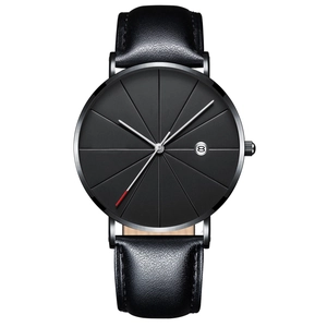 Montre Homme Mode Bracelet en Cuir PU à Quartz Avec Calendrier Date Minimaliste Alliage Affaires Décontracté