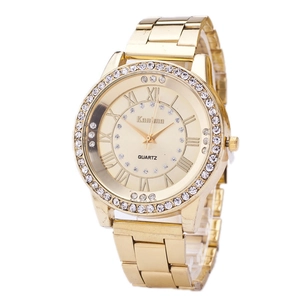 Damen Quarzuhr Mode Lässig Legierung Armband Strass Kristall Lünette Römische Ziffern Elegante Zeitmesser Damen