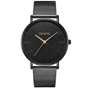 Montre À Quartz Mode Bracelet En Maille Milanaise En Acier Inoxydable Cadran Mat Rond Minimaliste Analogique Décontractée