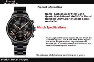 Dimensions montre quartz homme : cadran 4cm, largeur bracelet 2cm, longueur totale 23,5cm