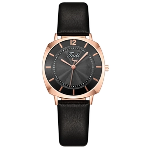 Women Fashion Quartz Watch Retro Square Dial Radial Pattern Alloy Case Faux Leather Strap Elegant Simple Style