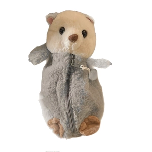 Cute otter plush pencil case with large capacity and soft gray fur for school students