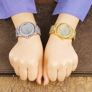 Luxury full rhinestone watch for women in gold and silver finish with crystal dial