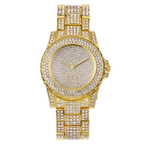 Women Luxury Quartz Watch Full Rhinestone Pave Iced Out Starry Sky Design Alloy Band Round Dial Analog Fashion Timepiece