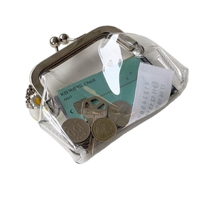 Transparent PVC mini coin purse with silver metal clasp and daily storage capacity