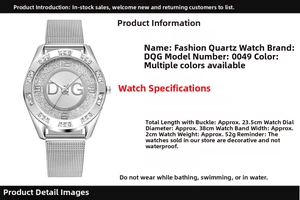 Detail view showing 38mm silver watch dial with rhinestone bezel and mesh strap