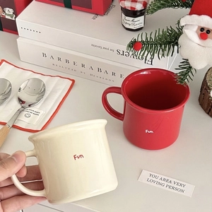 Christmas cartoon bear ceramic mugs in red and white with Fun text for coffee